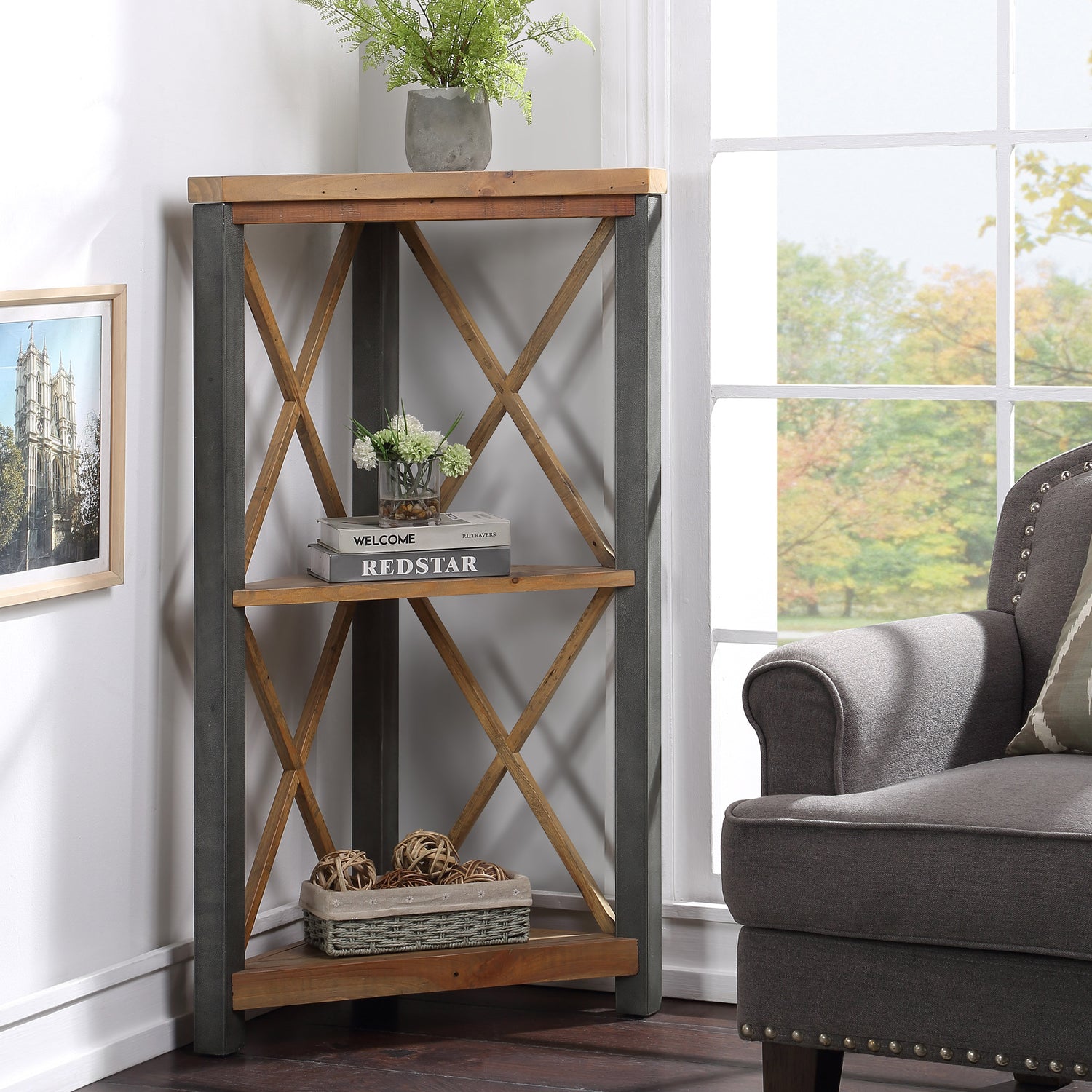 Corner Bookcase Small Urban Elegance - Not A Boring Box