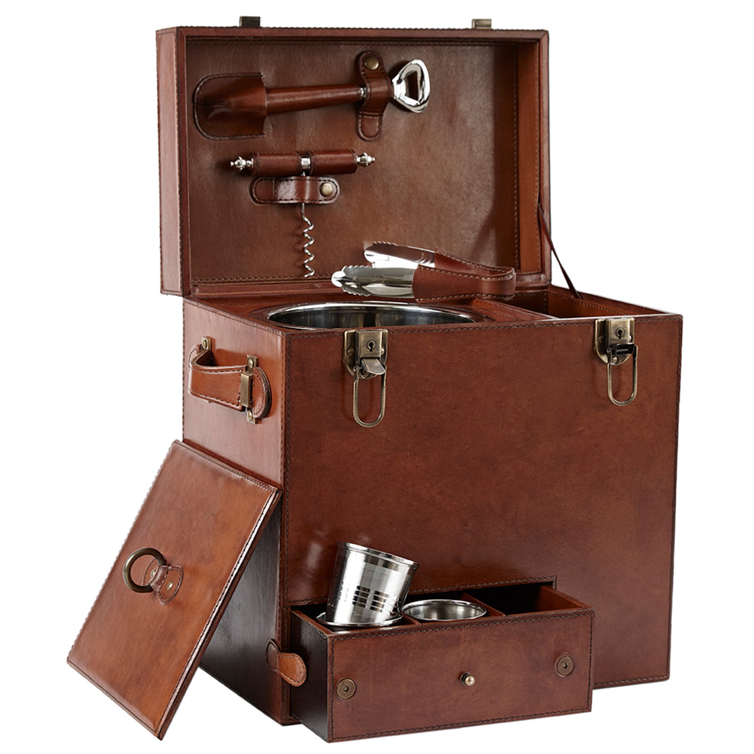 Leather Drinks Box With Cups - Not A Boring Box