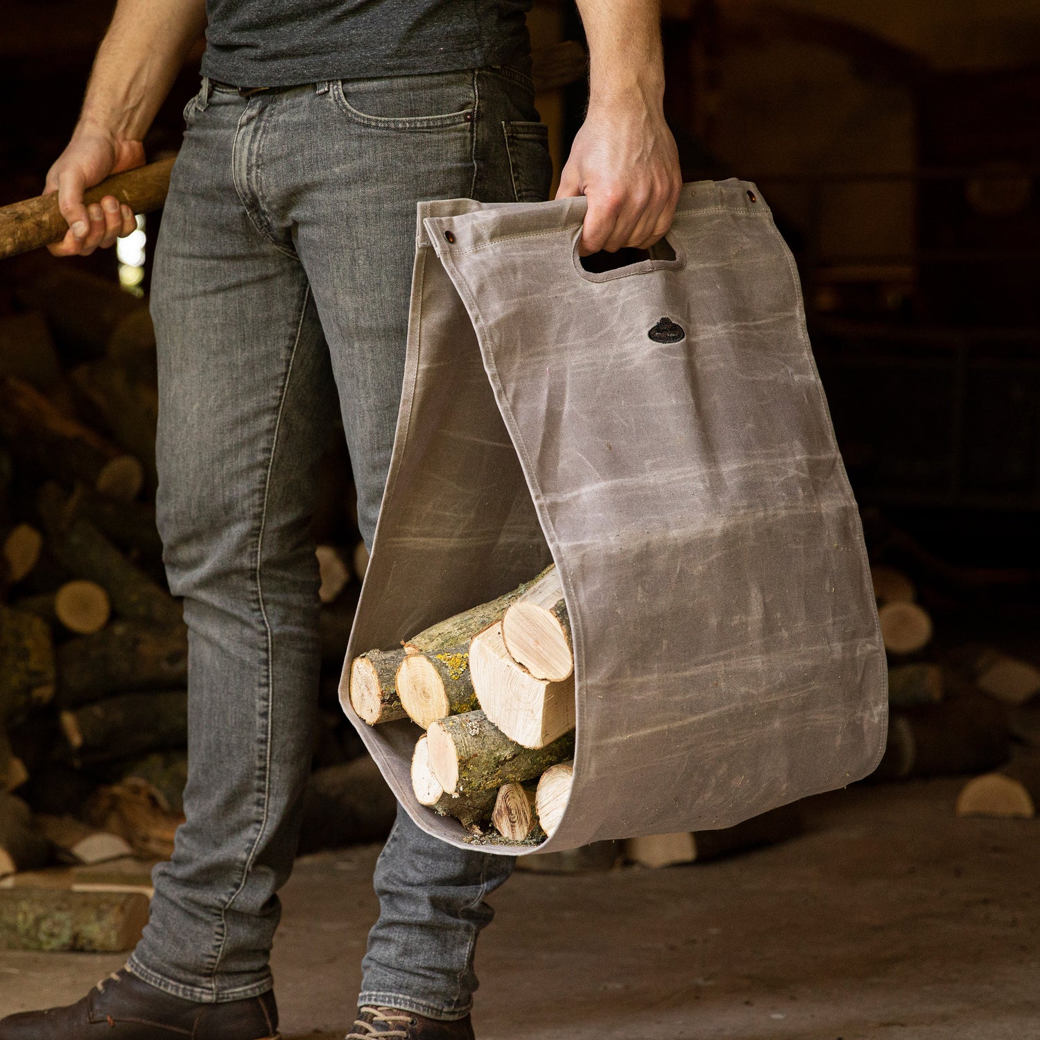Log Carrier Waxed Canvas - Not A Boring Box