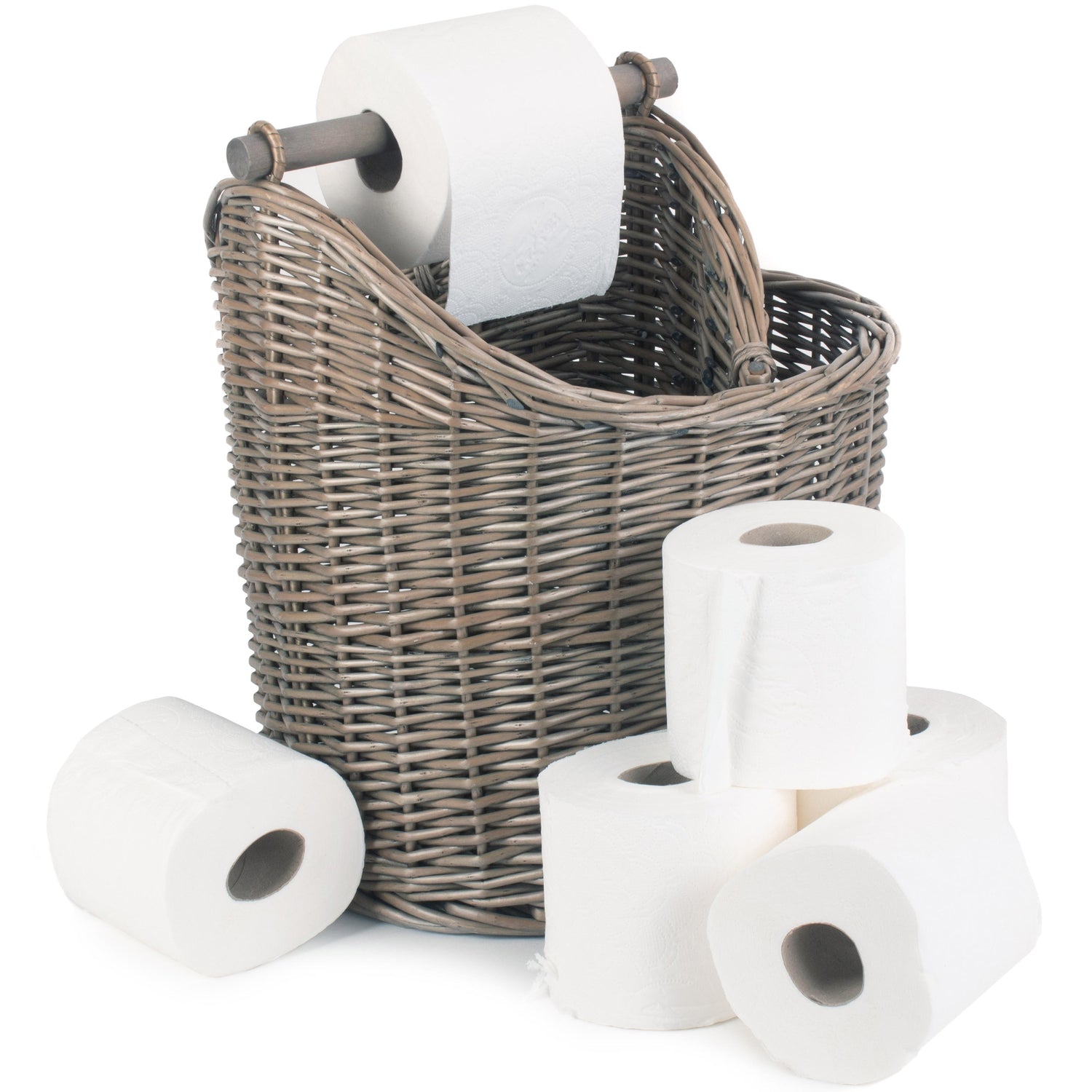Willow Toilet Roll & Magazine Holder – Rustic Bathroom Storage Basket - Not A Boring Box