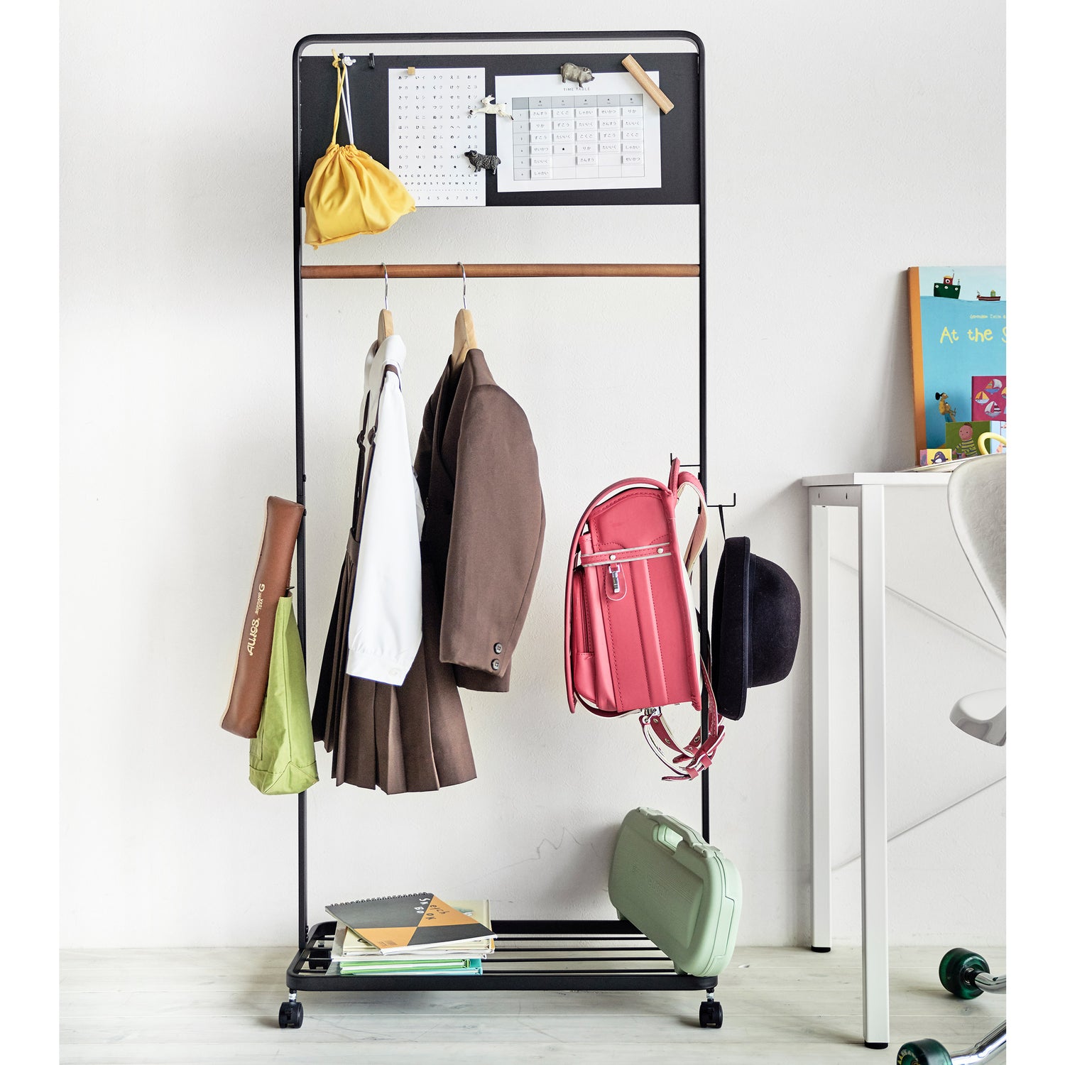Portable Clothes Rail with Shelf and Panel - Not A Boring Box