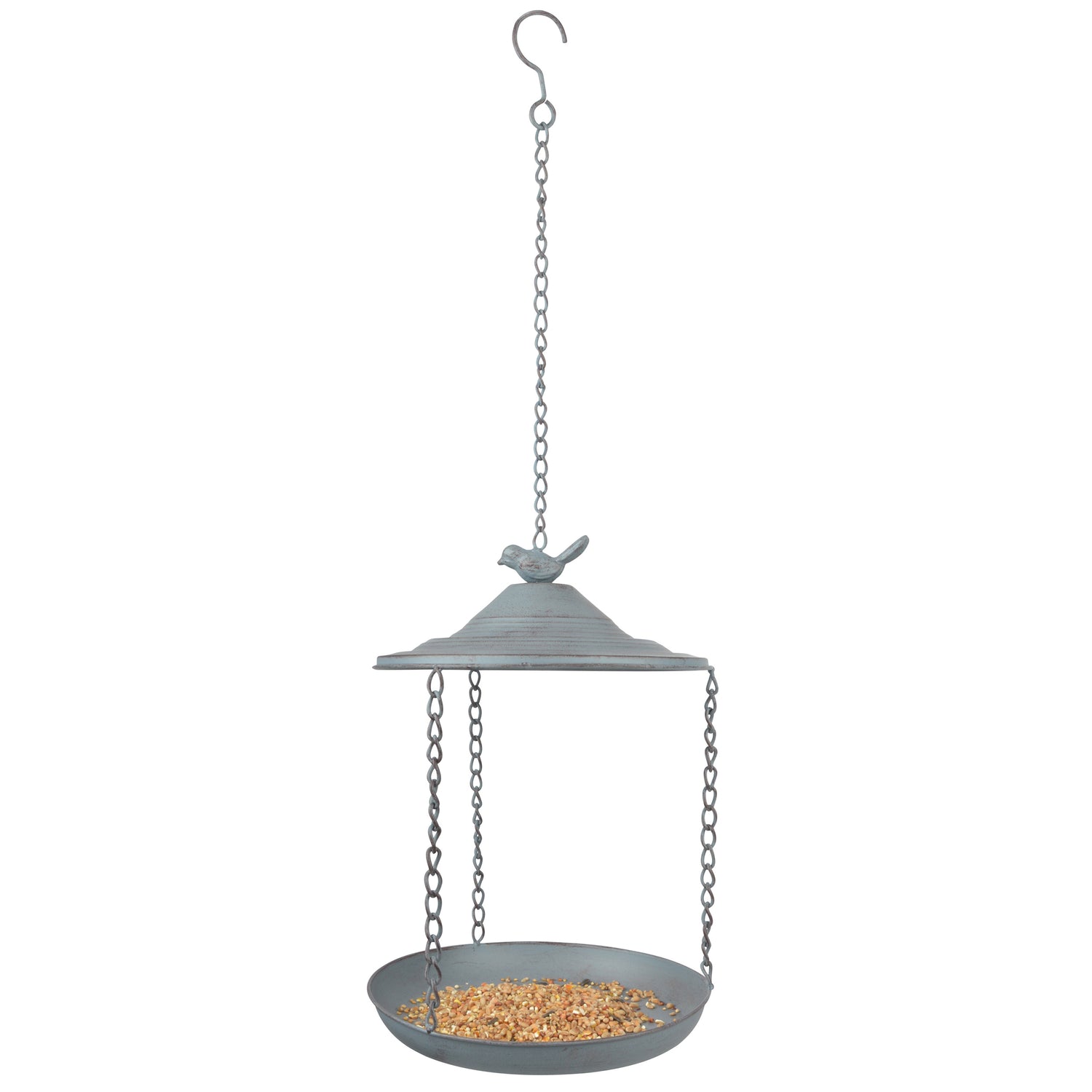 Decorative Hanging Bird Feeder Grey Metal