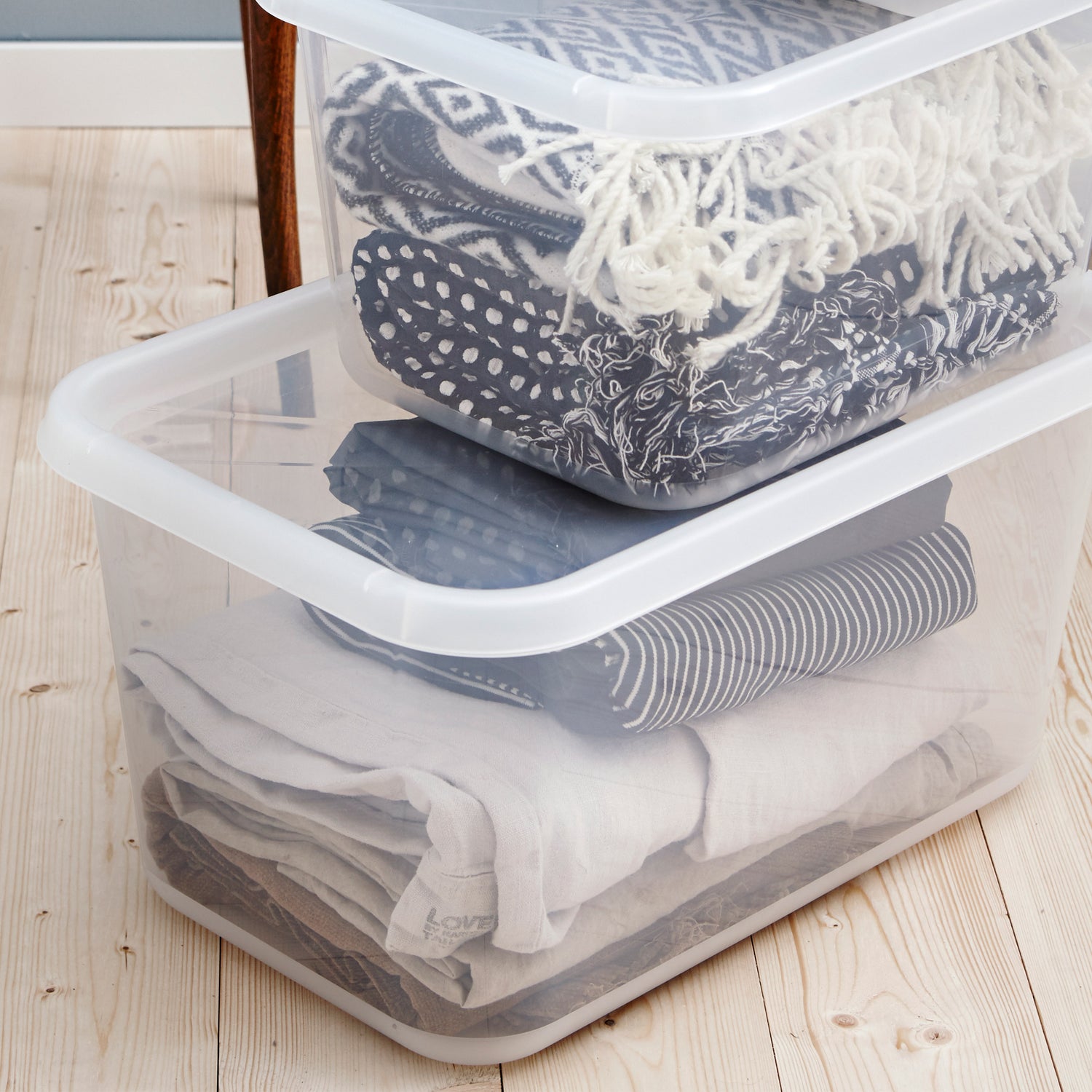 large plastic lidded storage box 44 litre