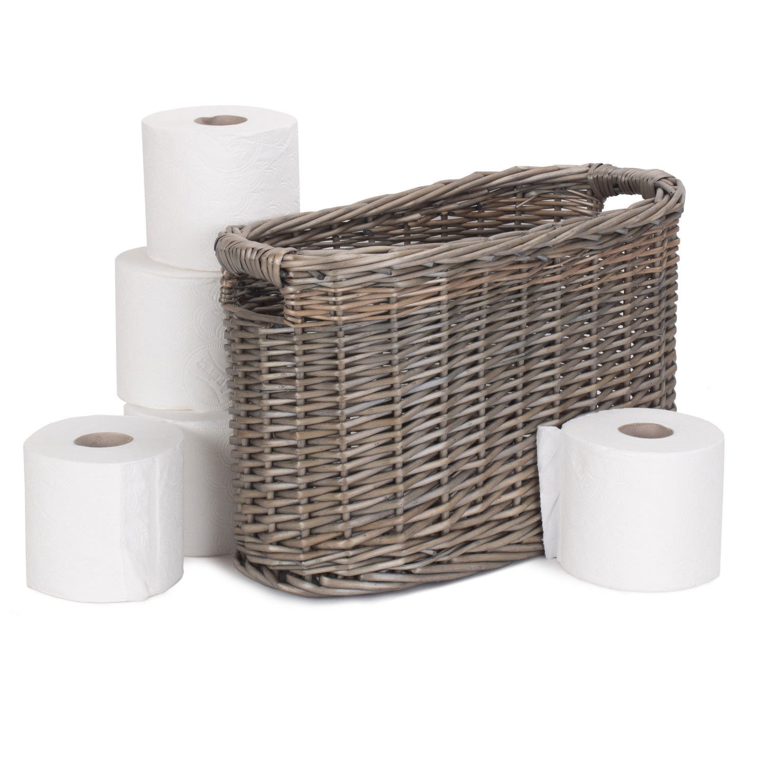 Willow Toilet Roll Storage Basket – Antique Wash Finis - Not A Boring Box
