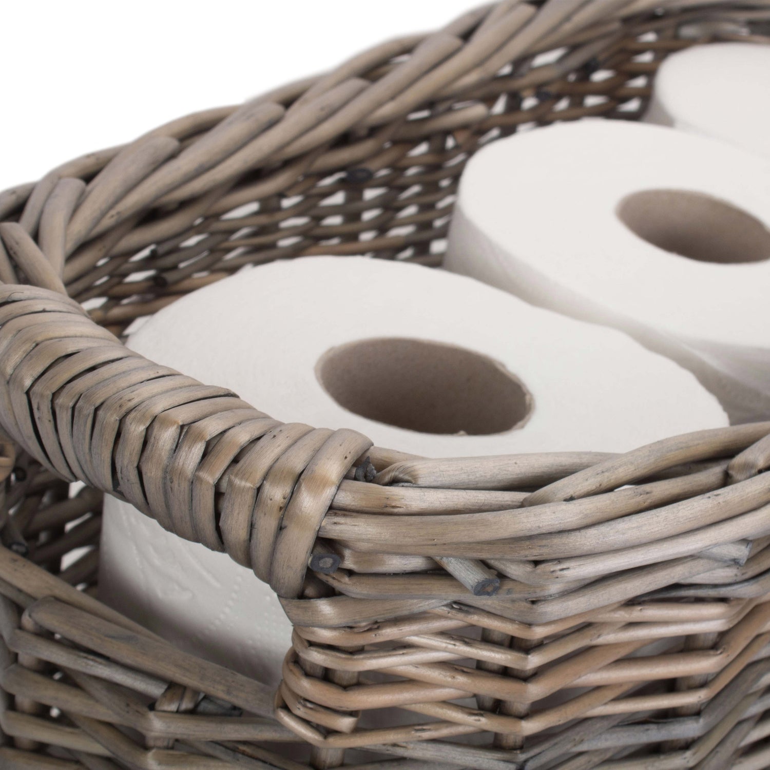 Willow Toilet Roll Storage Basket – Antique Wash Finis - Not A Boring Box