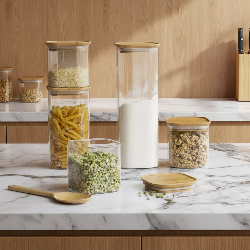 Glass Storage Canister With Bamboo Lid 800ml - Not A Boring Box