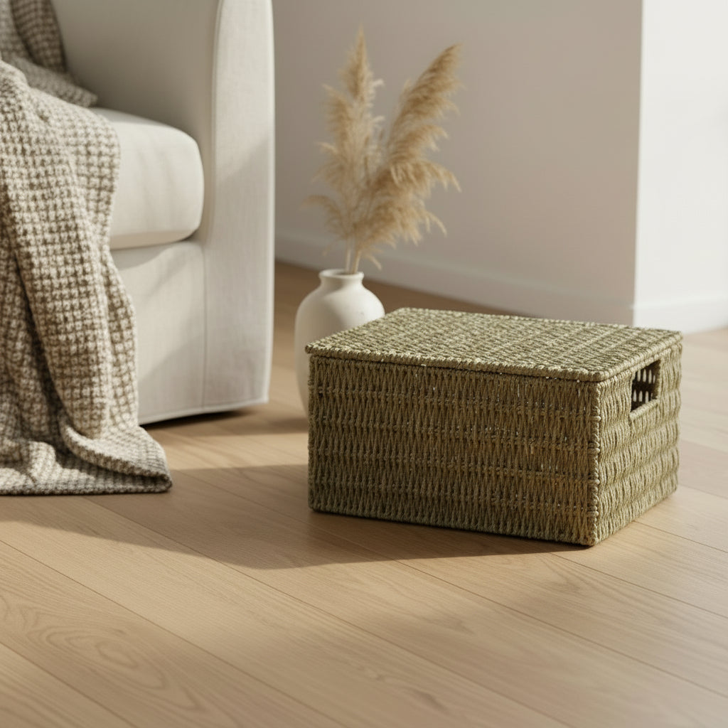 Lidded Seagrass Hamper Medium