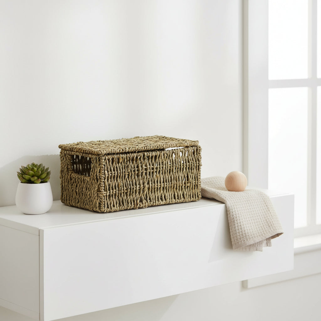 Lidded Seagrass Hamper Mini - Not A Boring Box