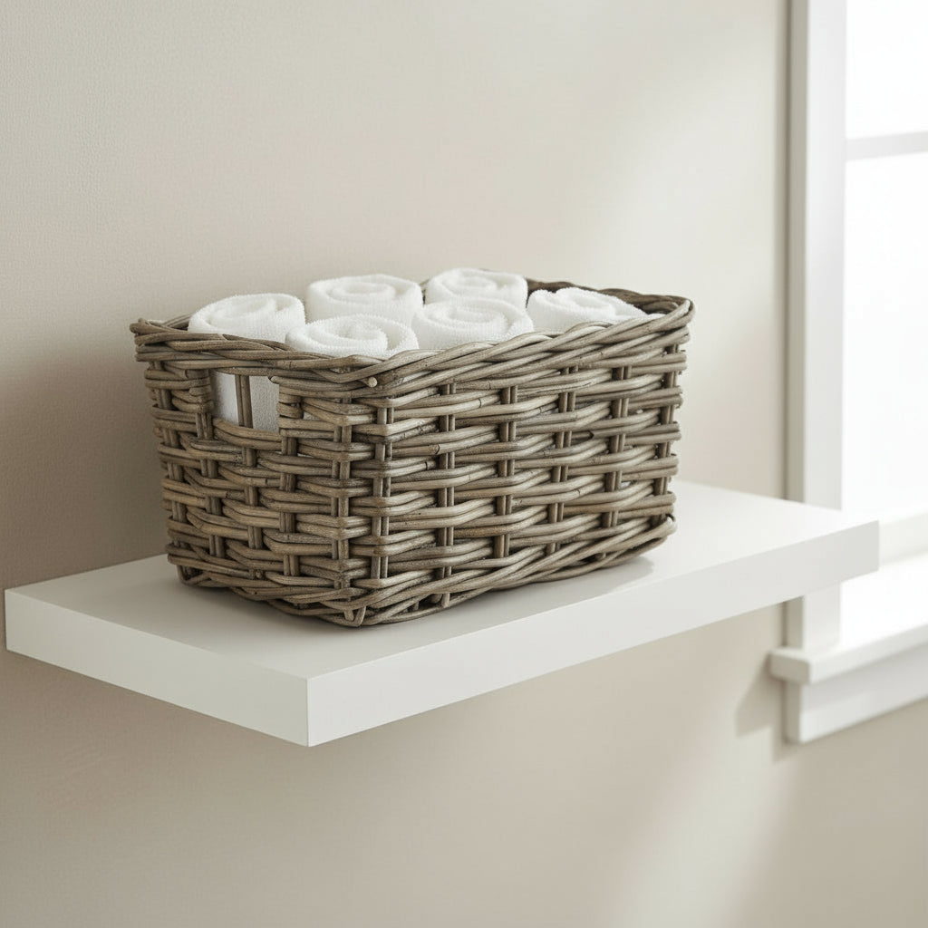 Rectangular Grey Rattan Pantry Basket Medium - Not A Boring Box