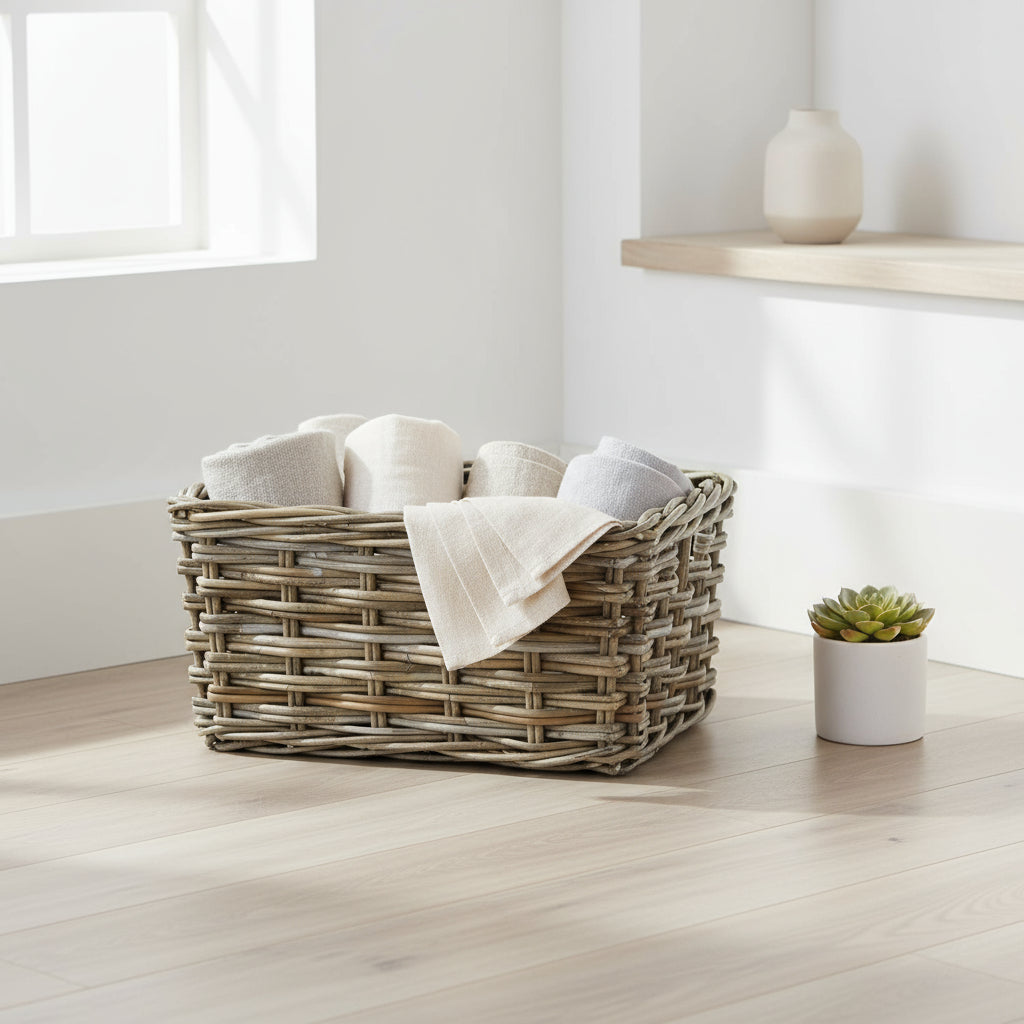 Rectangular Grey Rattan Pantry Basket Large - Not A Boring Box