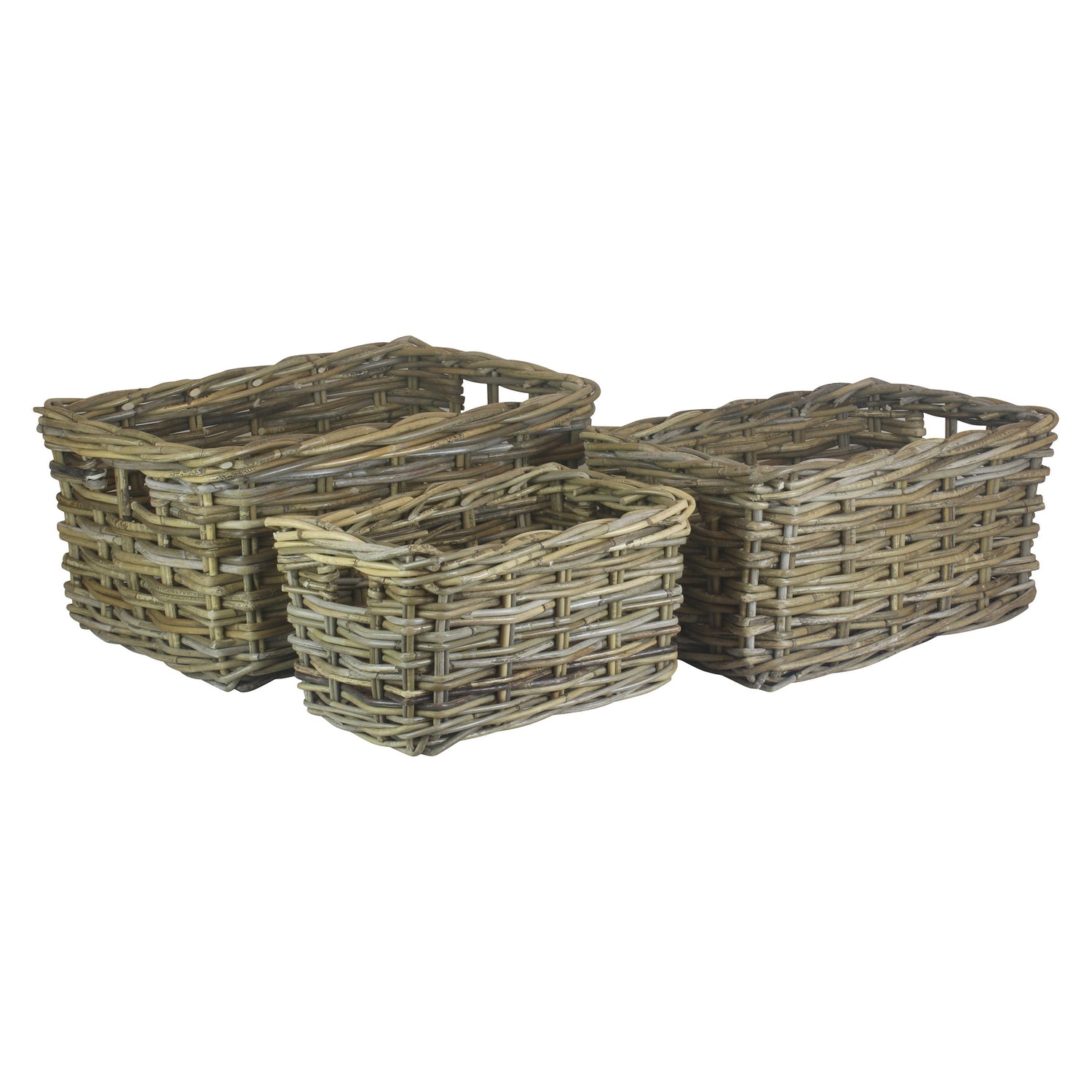 Rectangular Grey Rattan Pantry Baskets Set Of 3 - Not A Boring Box