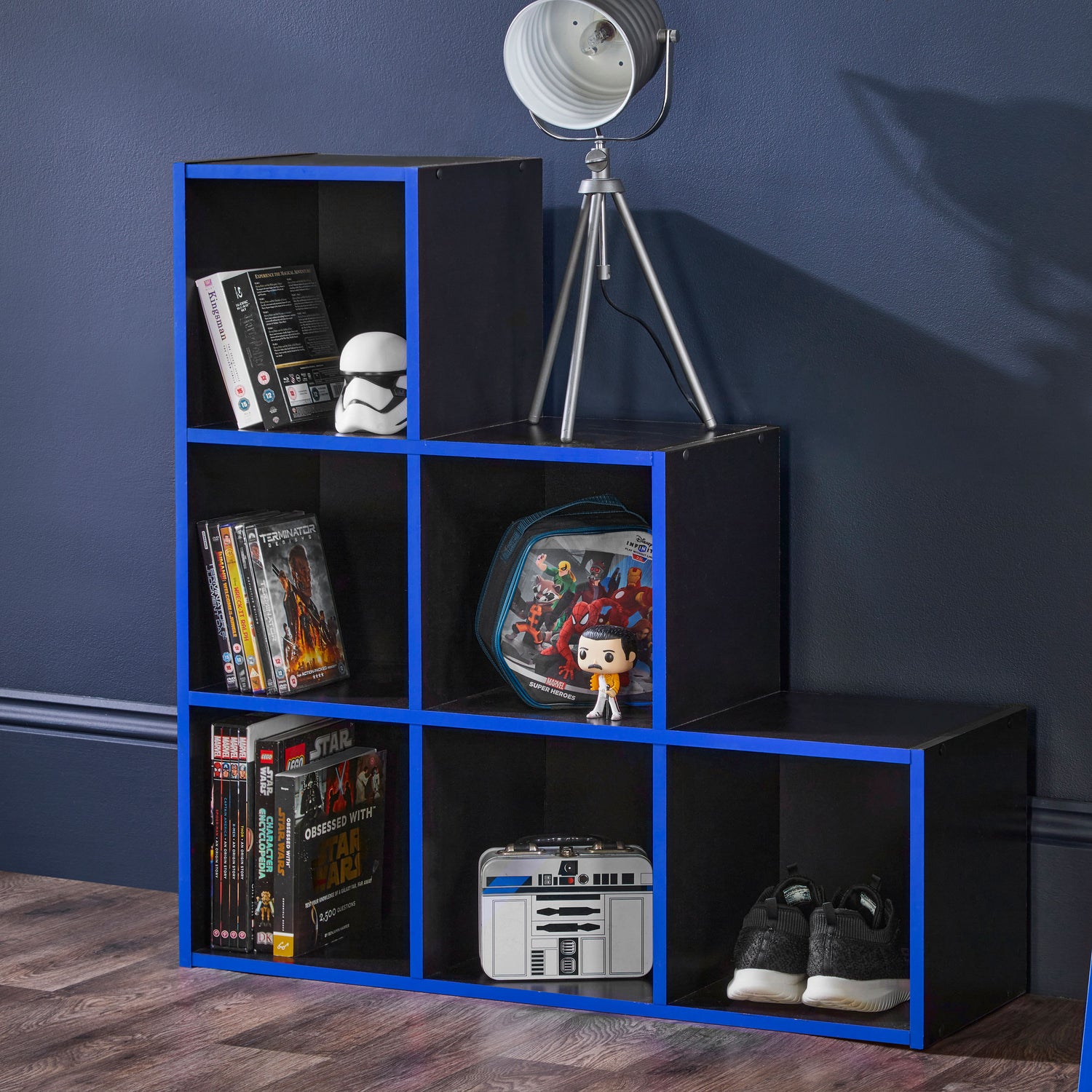 6 Cube Storage Unit Black And Blue - Not A Boring Box