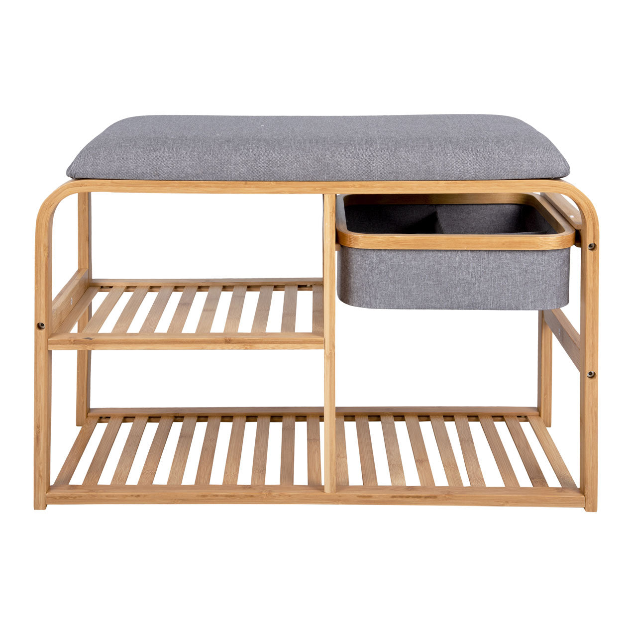 Bamboo Bench With Shelves And Drawer - Not A Boring Box