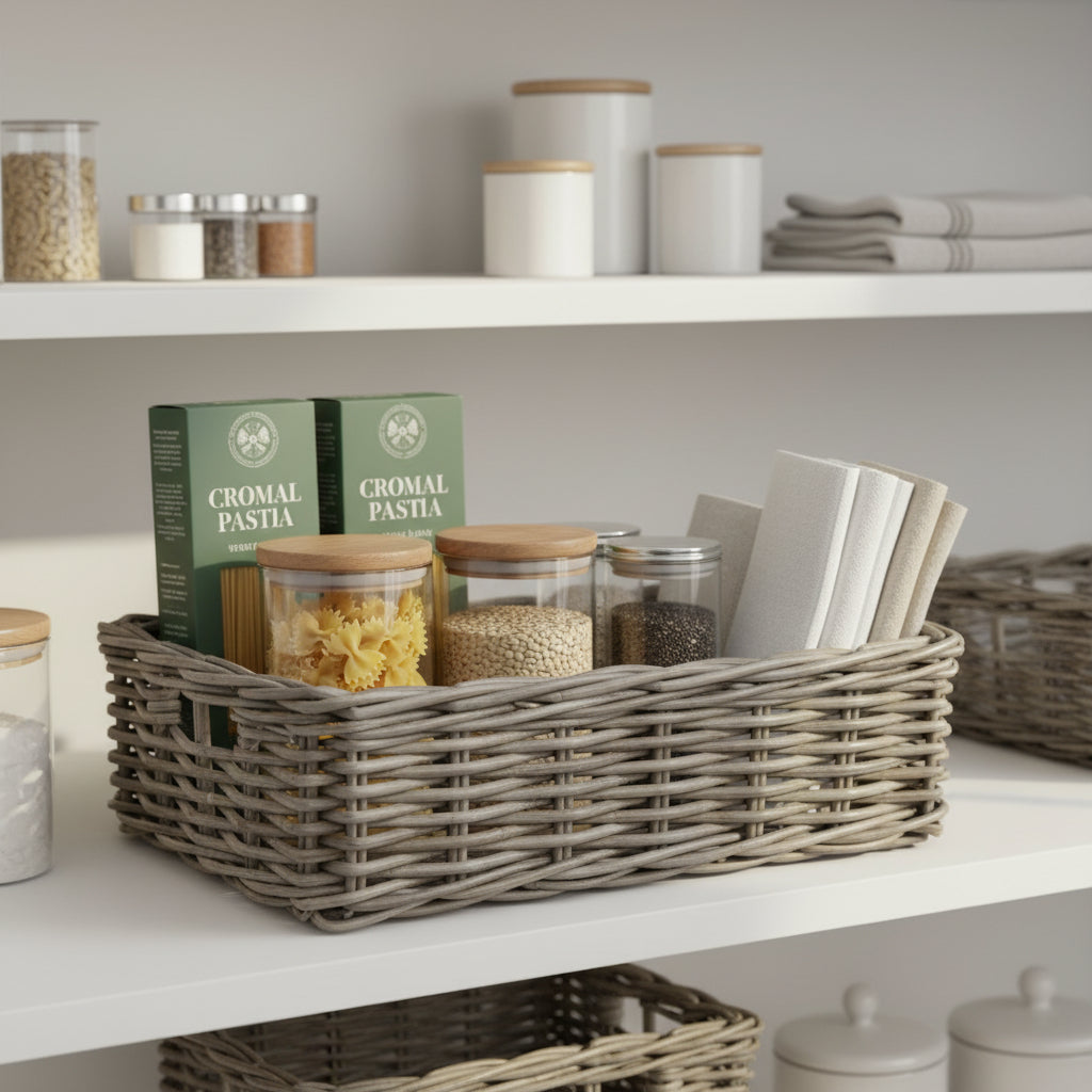 Buff Wicker Pantry Basket - Not A Boring Box