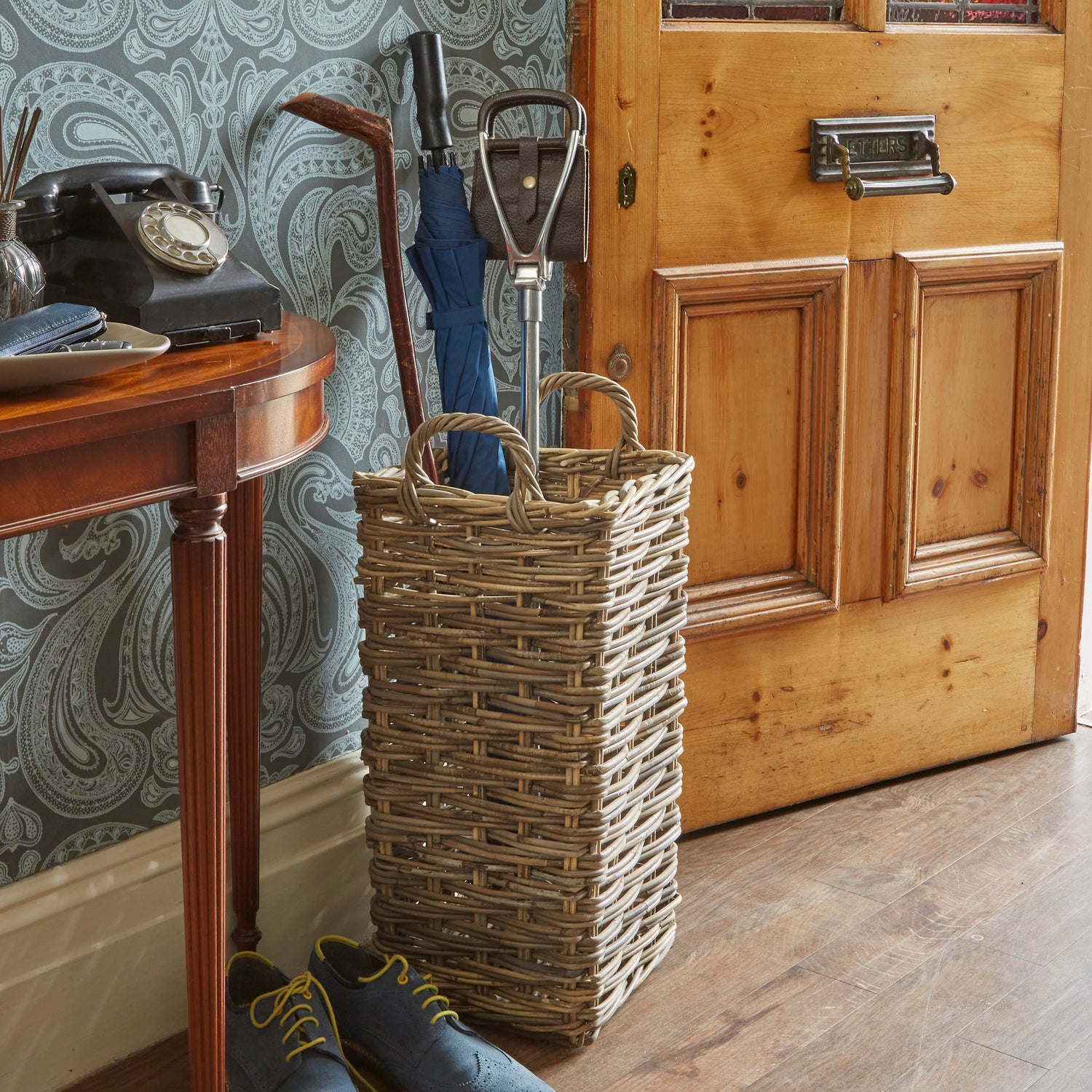 Buff Rattan Umbrella Stand Large