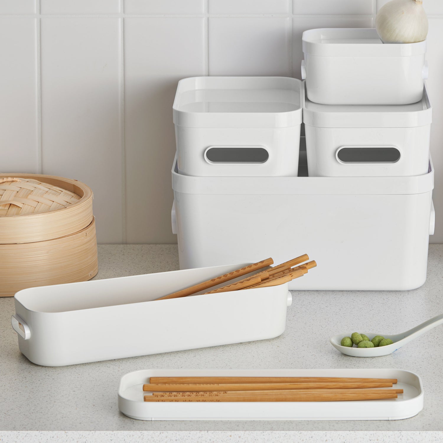 Slim Stacking Lidded Storage Box White - Not A Boring Box