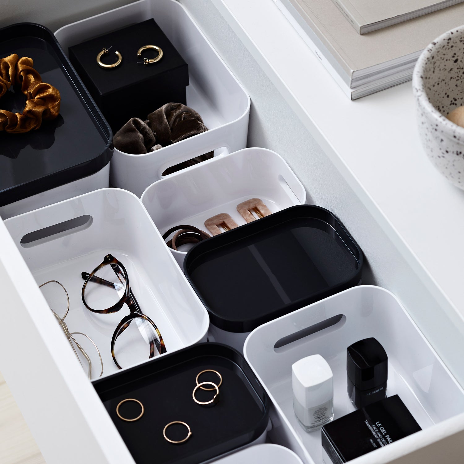 Xs Stacking Lidded Storage Box White & Grey - Not A Boring Box