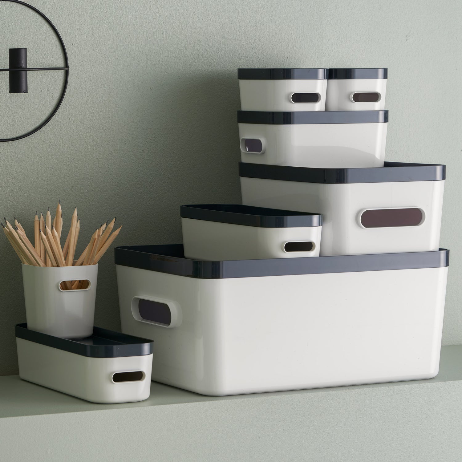 Stacking Lidded Storage Box Bundle White & Grey - Not A Boring Box