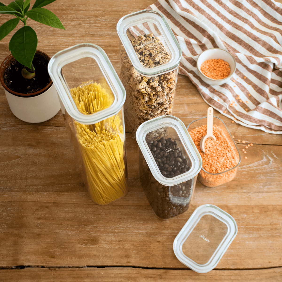 Rectangular Glass Storage Canisters with Airtight Lid