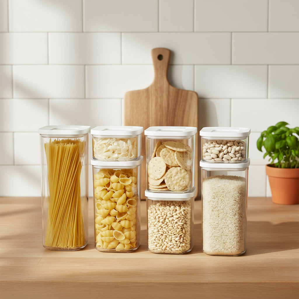 7 x Clear Kitchen Storage Canisters