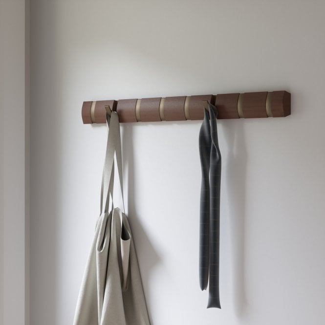 Flip Coat Hook XL- Walnut & Warm Gold