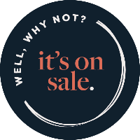 Circular logo with 'Well, Why Not?' text on a dark blue background