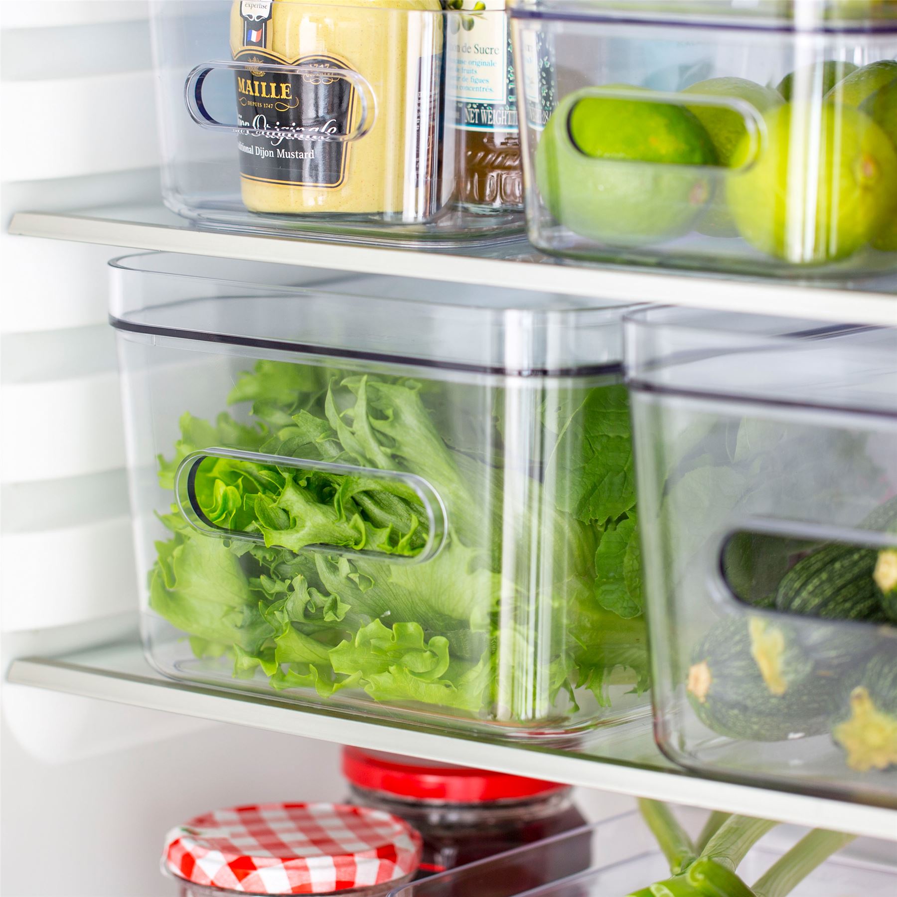 Fridge Boxes Medium Clear Stacking Lidded Fridge Storage Box – Not A Boring Box