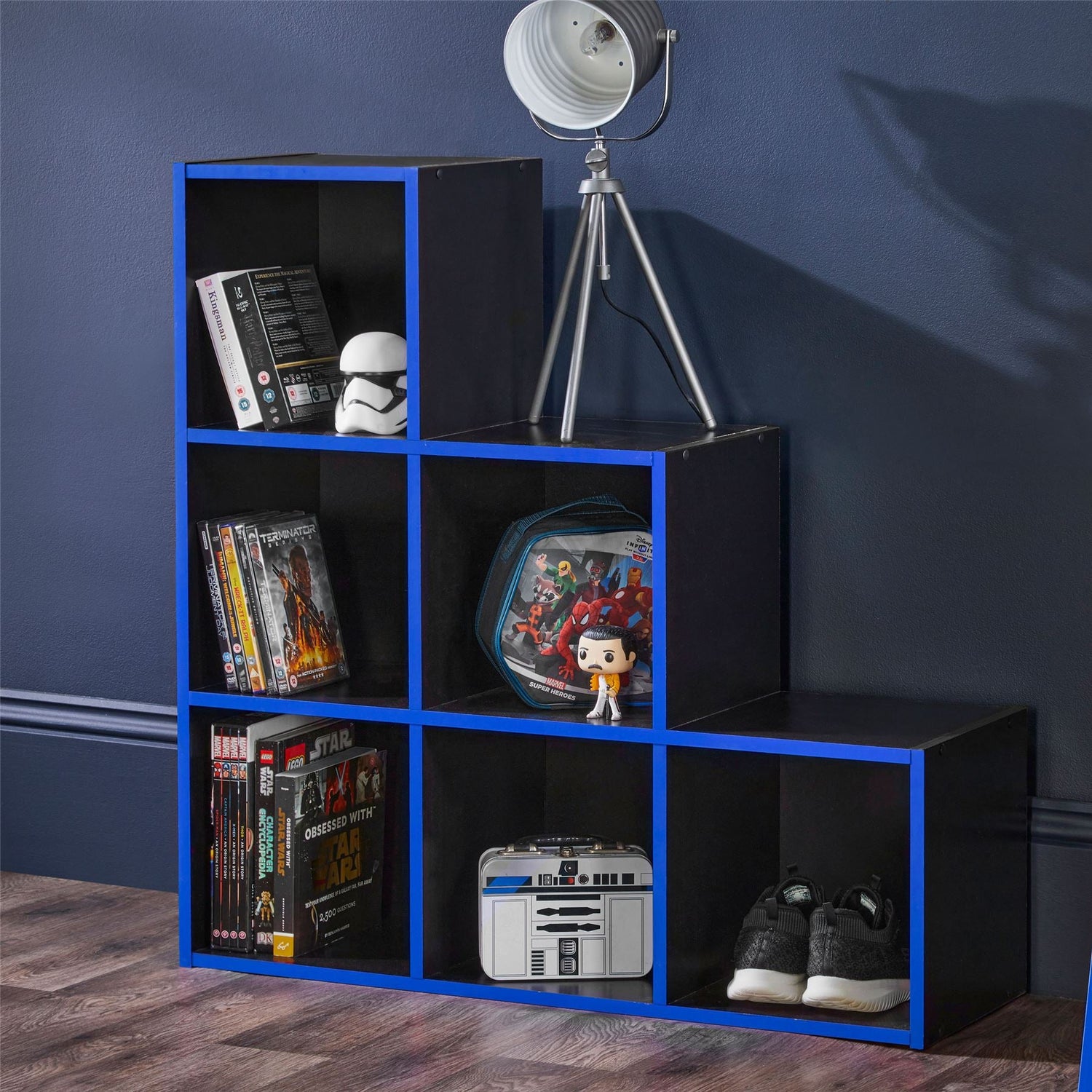 6 Cube Storage Unit - Black and Blue