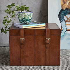 Buffalo Leather Storage Trunk - Medium