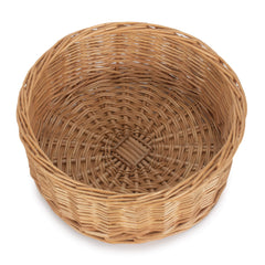 Woven brown basket on a white background