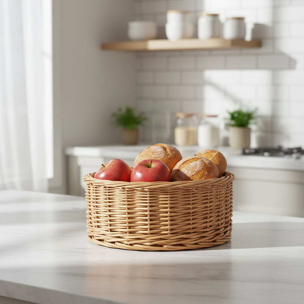 Wicker basket on a white background