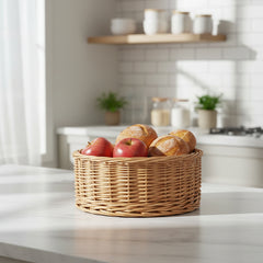 Wicker basket on a white background