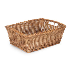 Woven brown basket on a white background
