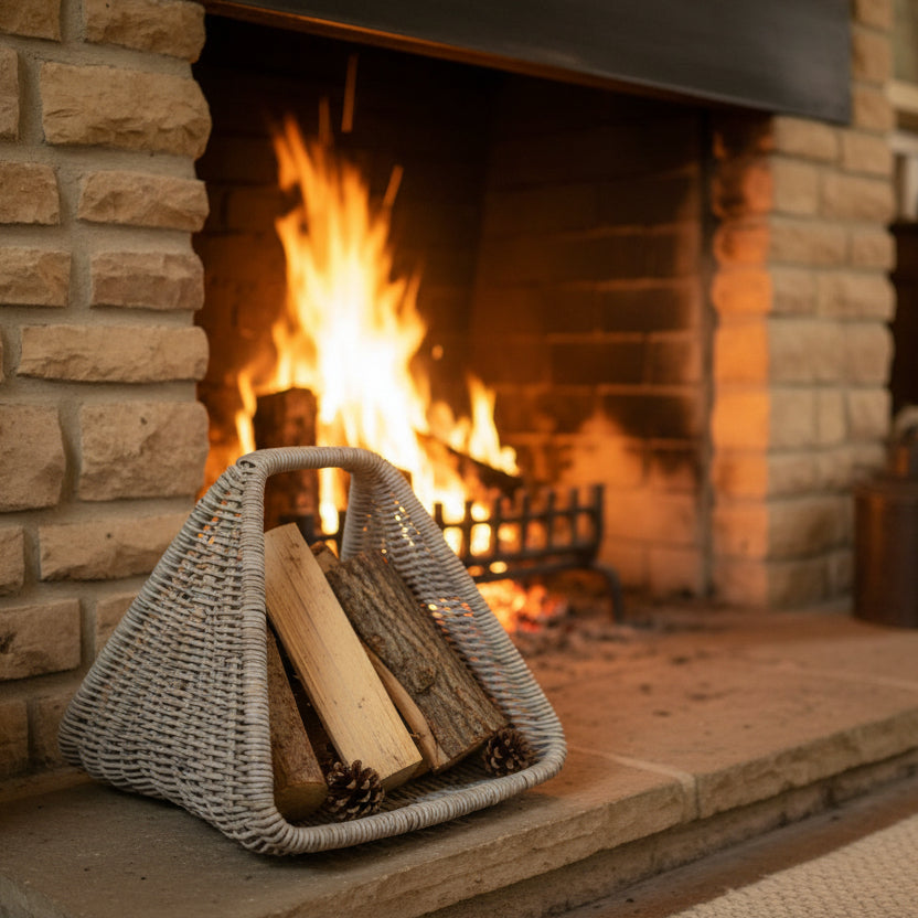 Small Hand Crafted Rattan Kindling Holder