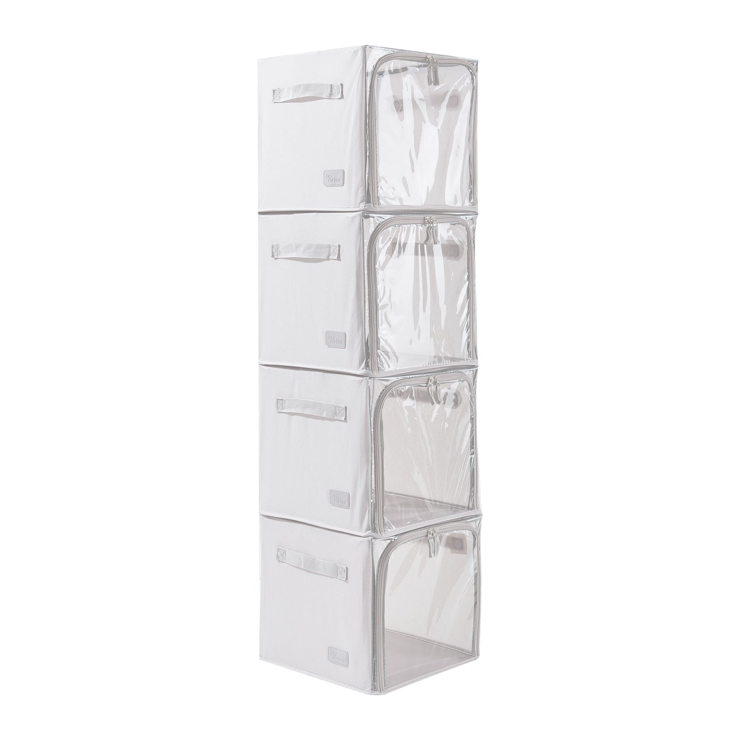 4 x Collapsible Stacking Storage Cubes - Light Grey