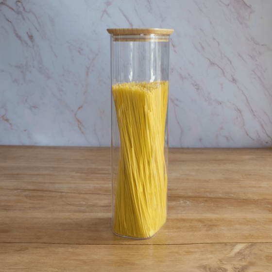 Rectangular Glass Storage Canisters with Bamboo Lid