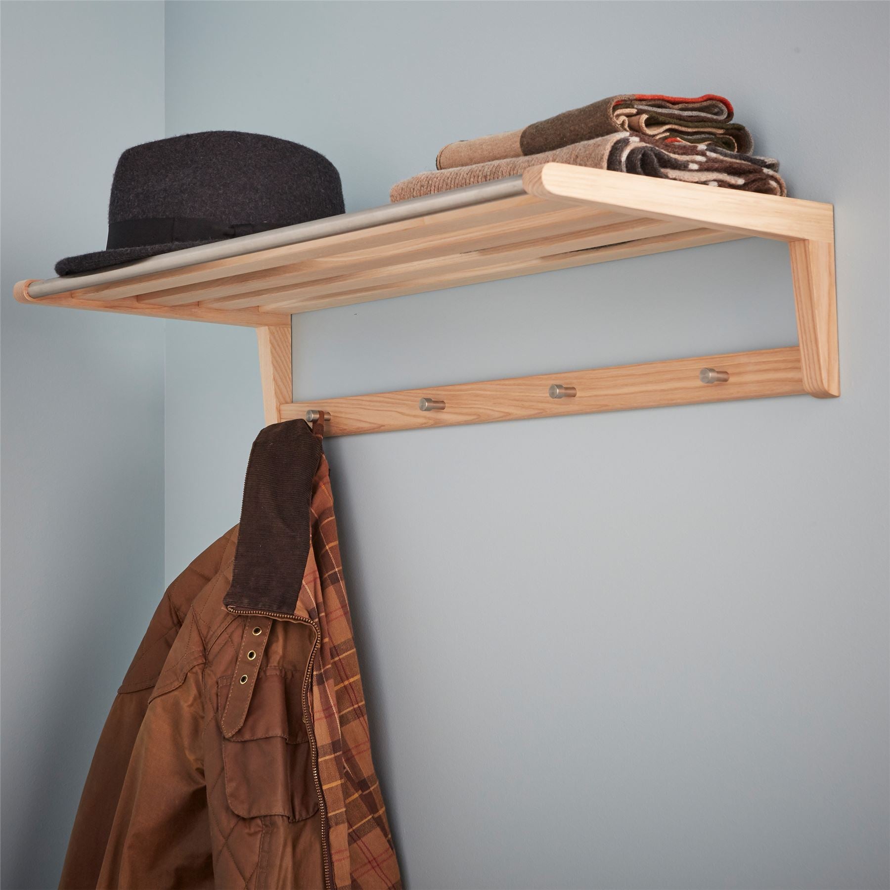 Wooden Coat Rack & Shelf – Not A Boring Box