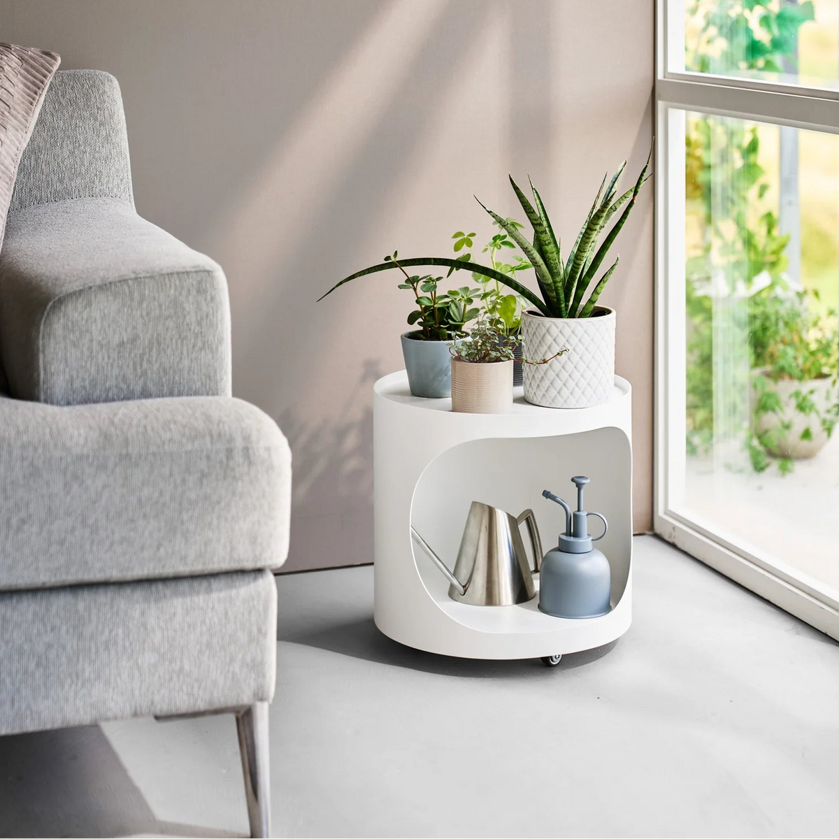Side Table with Hidden Storage & Castors