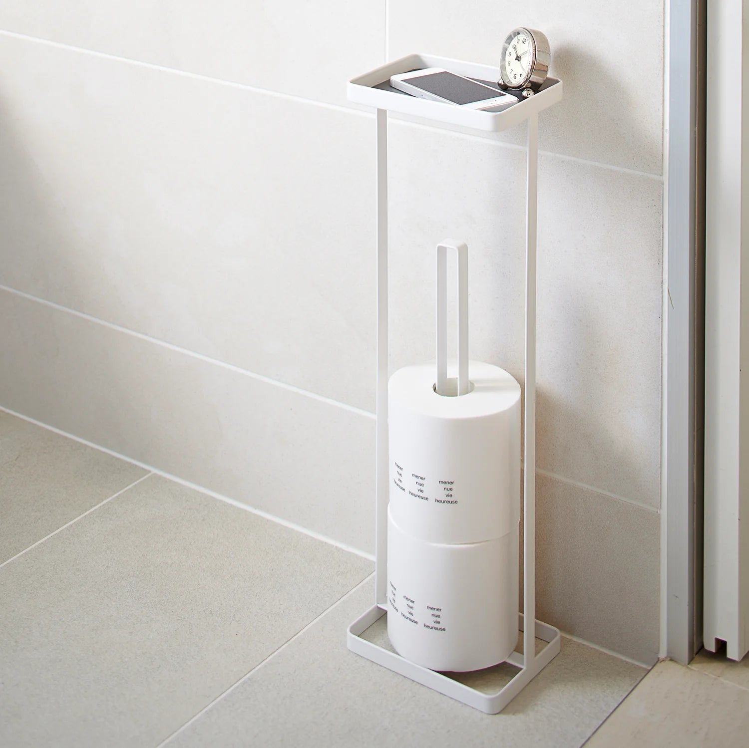Slim Toilet Roll Stand with Top Tray