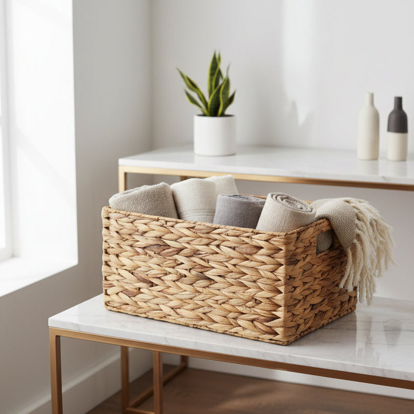 Rectangular Water Hyacinth Basket- Medium