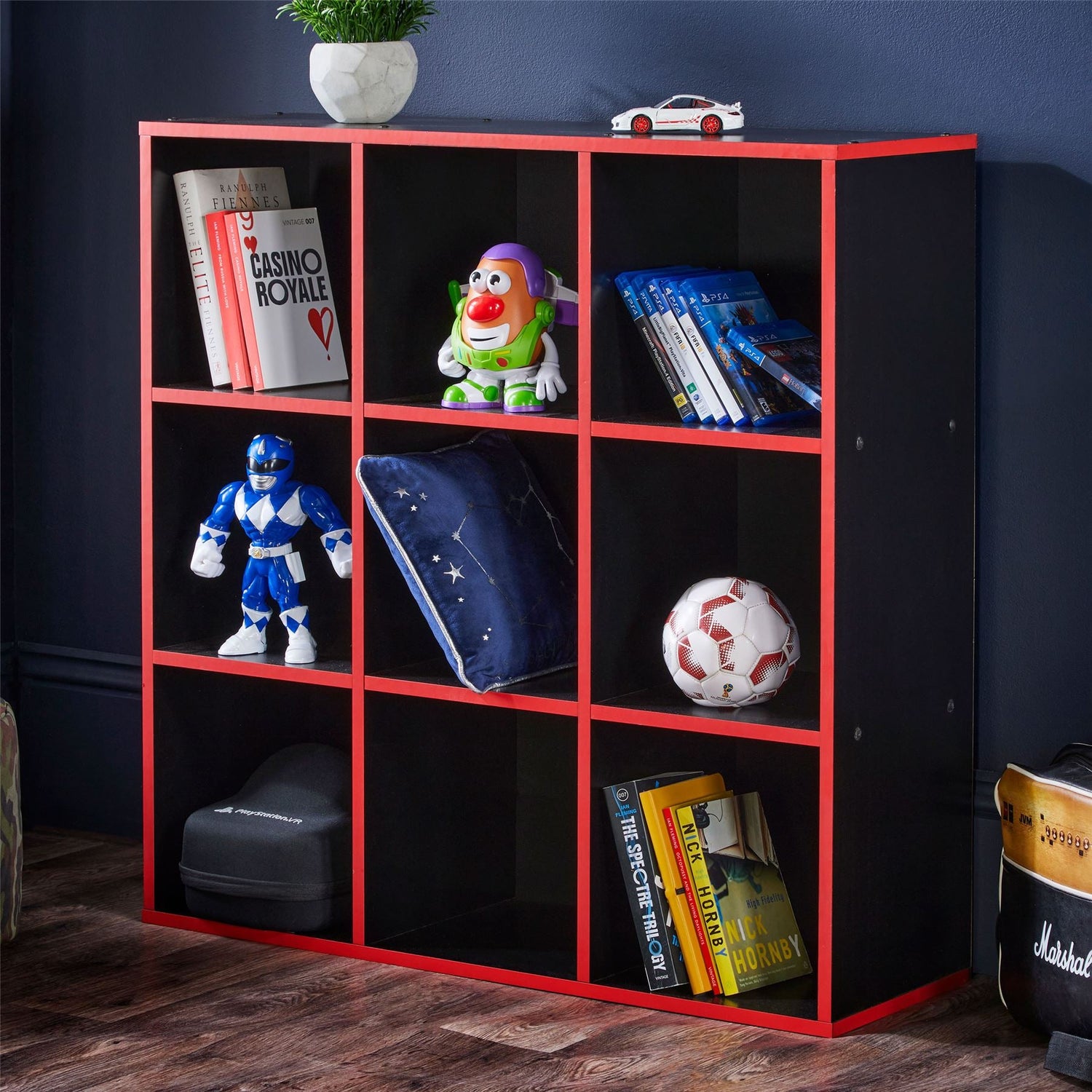 9 Cube Storage Unit - Black and Red