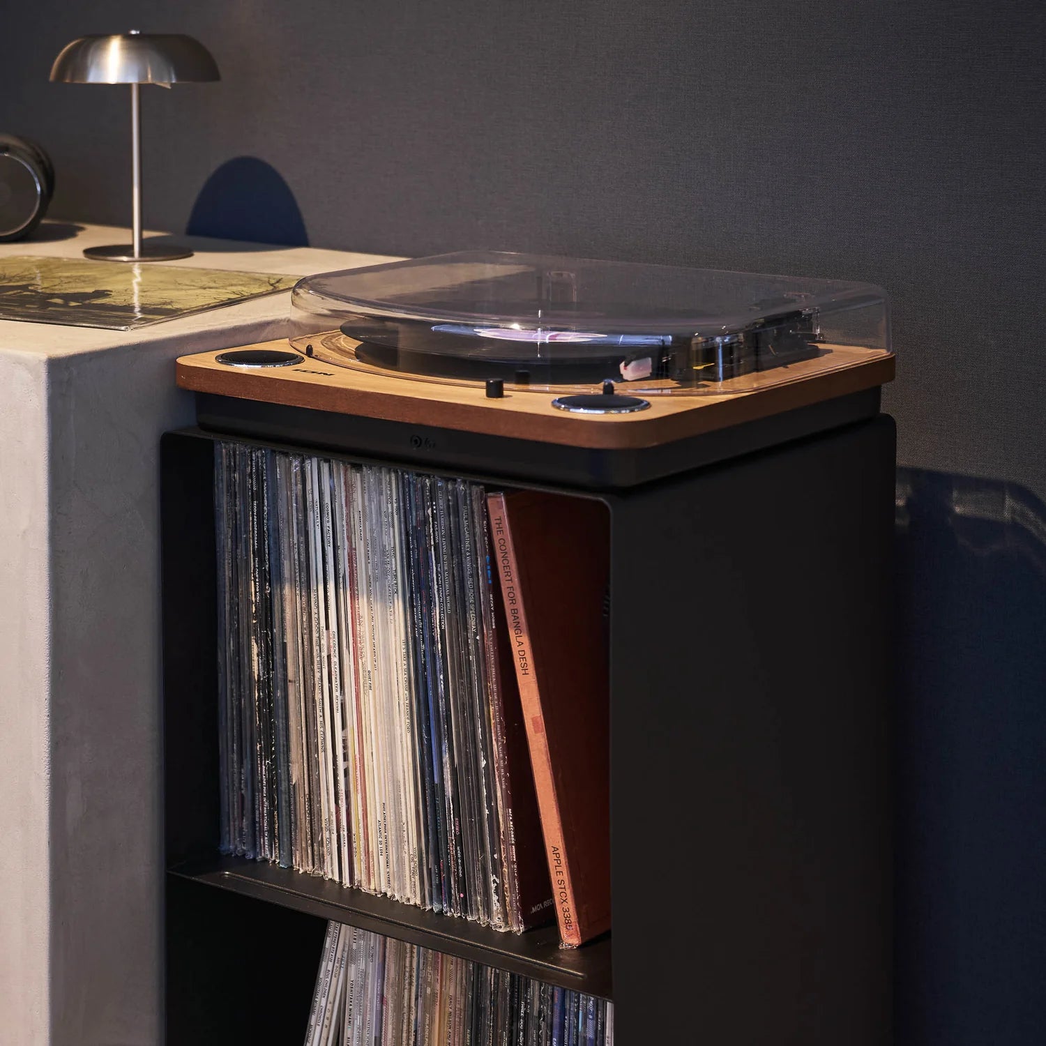2-Tier Vinyl Record & Turntable Storage Rack