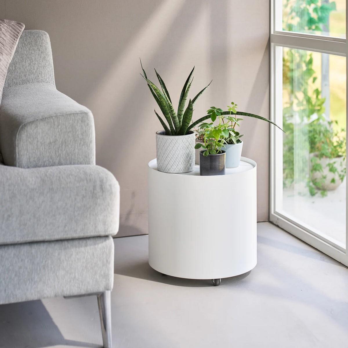 Side Table with Hidden Storage & Castors