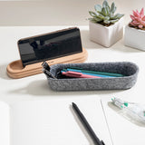 Felt Pencil Case with Phone Stand Lid