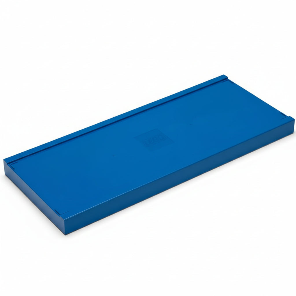 Blue metal shelf on a white background