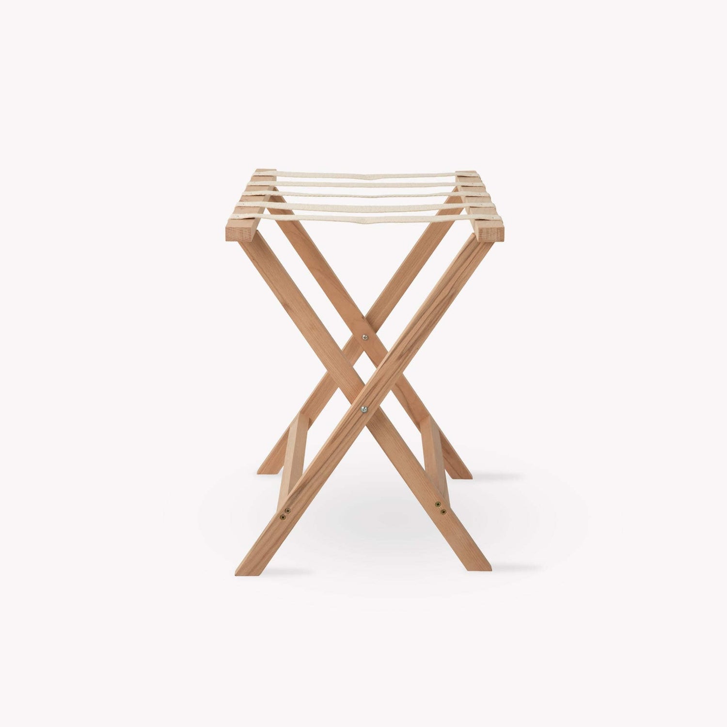 Wooden folding stool on a white background
