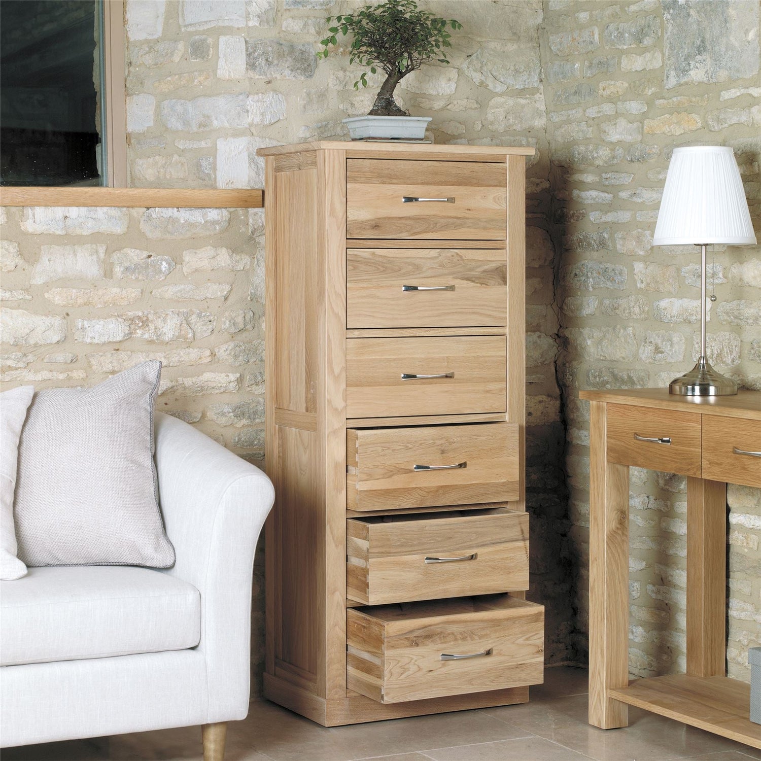 6 Drawer Oak Unit - Mobel