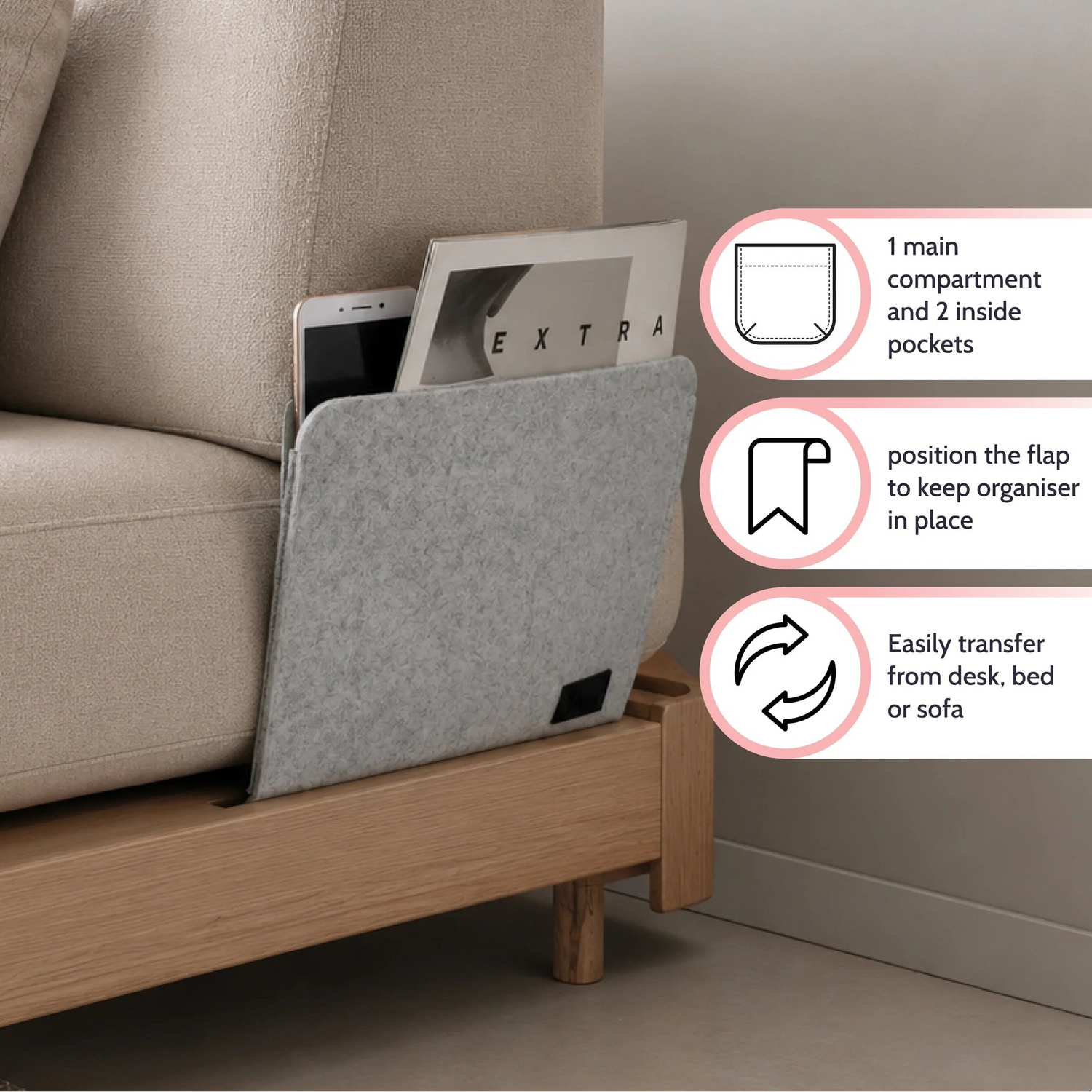 Felt Bedside / Sofaside Organiser