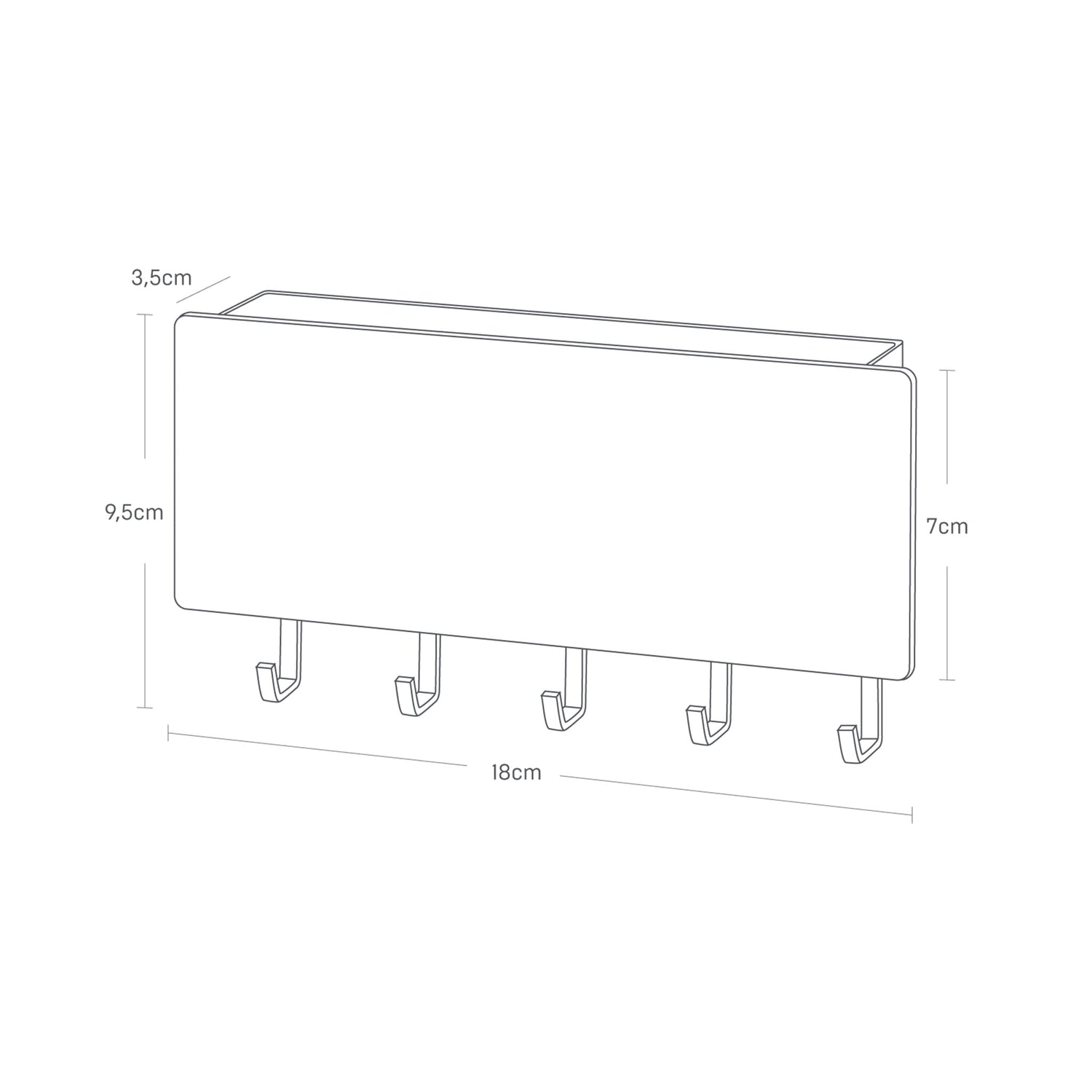 Key Rack and Letter Tray - White & Wood