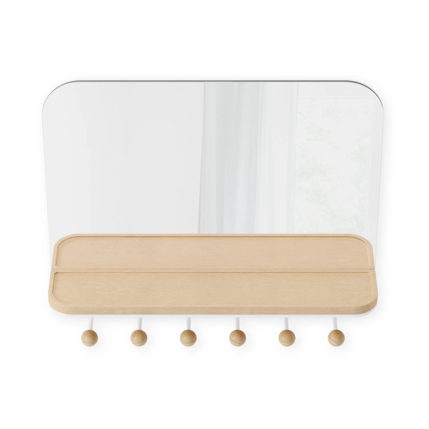 Mirror With Storage Hooks And Tray - Estique